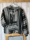 Size Small Drug Rug Baja Hoodie | Mexican Poncho Gray Grey/Black PRE-OWNED