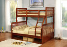Kings Brand Furniture - Wood Twin Over Full Size Convertible Bunk Bed, Walnut