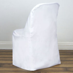 10 White Polyester FOLDING CHAIR COVERS Wedding Banquet Reception Decorations