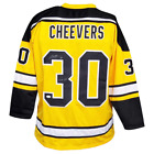 Gerry Cheevers Signed HOF 85 Inscription Boston Pro Yellow Hockey Jersey (JSA)