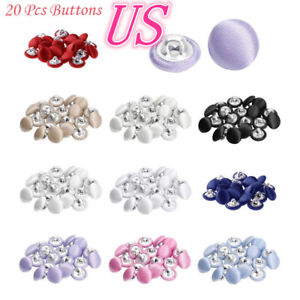 US 20Pcs Mini Buttons Satin Fabric Covered Buttons for DIY Crafts Blouses Coat