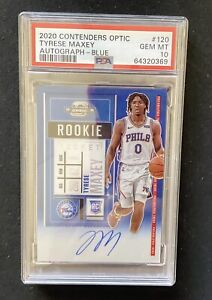 New Listing2020 Tyrese Maxey Contenders Optic Blue Rookie Auto /99 PSA 10