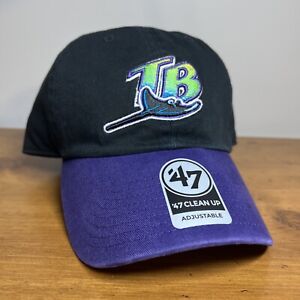 Tampa Bay Devil Rays ‘47 Brand Black Purple Clean Up Copperstown Hat Cap OSFA