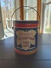 Vintage Morris Whiteleaf Brand Pure Lard 4 lbs. Empty Tin-Can w/Lid & Handle