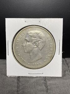 1876 5 Pesetas Silver Coin Lot Auction