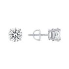 2.50 Ct Created Diamond Round Real 14K White Gold Earrings Studs Screw Back