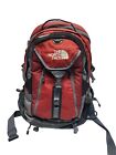 The North Face Surge Backpack Red Gray School Laptop Padded Hiking Travel Bag