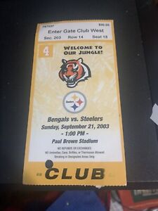 2003 Cincinnati Bengals vs  Pittsburgh Steelers Ticket Stub “Club”