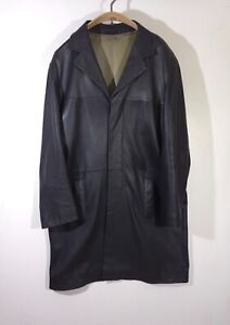 Vintage Versace Classic V2 Mens Black Leather Trench Coat Sz IT 52 / US 42 / XL