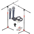 Microphone Boom Stand 2-PACK DJ Tripod Holder XLR Cable Unidirectional Vocal Mic