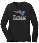 Women's New England Patriots Ladies Bling Long Sleeve Bling T-Shirt Size S-4XL
