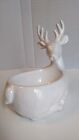 Pottery Barn Donder Reindeer Figurine Candy Bowl Christmas Centerpiece white 9