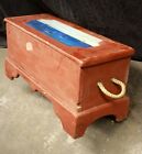 Vintage Antique Old Wood Wooden Toy Blanket Storage Cabinet Chest Trunk Box Bin