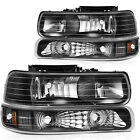 Headlights For 1999-2002 Chevy Silverado Black Pair Replacement Left&Right Lamps