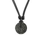 Retro Nordic Viking Hollowout Rune Pendant Necklace Amulet Gift for Mens Women