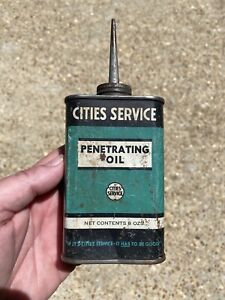 VINTAGE EARLY CITIES SERVICE PENETRATING OIL CAN HANDY OILER 8 OZ. CLOVER SIGN
