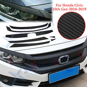 For Honda Civic 2016-2021 Front Bumper Grille Decal Sticker Carbon Fiber Texture