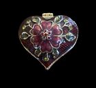 VINTAGE MONET GUILLOCHE RED HEART SHAPED TRINKET JEWELRY BOX MISSING STONE