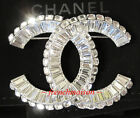 AUTHENTIC CHANEL CC Logo Sparkling Crystal Silver Classic PIN BROOCH Rare New