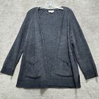 Fat Face Sweater Women's 8 Blue Knitted Cardigan Open Front Long Sleeves Pockets