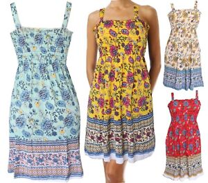 Summer Sundress for Women Paisley Beach Cover Ups Sleeveless Smocked Dress