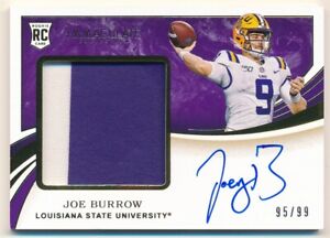 JOE BURROW 2020 IMMACULATE COLLECTION RC AUTOGRAPH JUMBO 2 COLOR PATCH AUTO #/99
