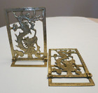 2 Brass Dragon Design Collapsible Standing Frames Bookends Decorative Asian