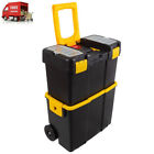 2-in-1 Portable Rolling Tool Box with Wheels Stackable Tool Organizers Toolbox