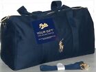 RALPH LAUREN FRAGRANCES Men's Canvas Gold Pony Polo Duffle Travel Bag, NAVY BLUE