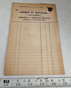 Vintage 1930s John P. Royer Butcher Lebanon PA Advertising Receipt Booklet