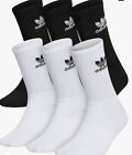 Adidas Men’s Or Women’s Crew,Cushioned 6 Pack, White And Black,Large