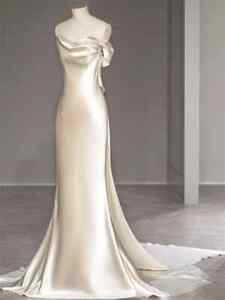 Elegant French Light Wedding Dress Fishtail Bridal Dress Satin Strapless