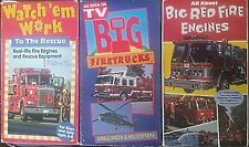 All About Watch Em Work Real Life Big Red Fire Engines Rescue Trucks 3 VHS Lot