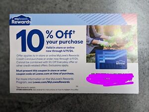 My Lowes Coupon 10% Off Coupon: In Store or Online - Valid Until 04/11/24