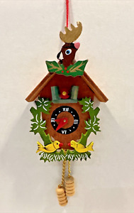 New ListingVintage Wooden Cuckoo Clock Painted Wood Christmas Ornament Midwest Cannon Falls