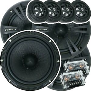 Two Pairs of Gravity 6.5-Inch 2-Way Car Component Speaker Audio System 6-1/2in