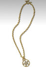 CABI Starfish Medallion Seastar Rhinestone Rope Long Necklace Antique Gold