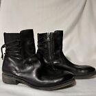 John Varvatos Keith Leather BackLace Zipper Boots Mens 12 Handmade In Italy