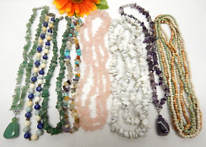 MULTICOLOR SEMI PRECIOUS STONE BEAD NECKLACE LOT, VINTAGE TO NOW JEWELRY LOT