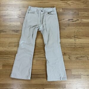 Vintage Levis White Tab Small Corduroy Pants Flared Leg Cream 32 x 27