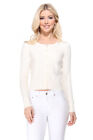 YEMAK Women's Long Sleeve Crewneck Cropped Button-Down Cardigan Sweater MK5502