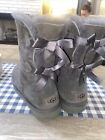 UGG Australia Bailey Bow Winter Sheepskin Boots Womens Size 9 USA Gray