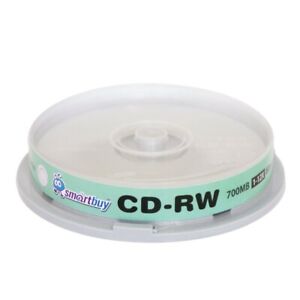 10 Pack Smartbuy CD-RW 1-12X 700MB/80Min High Speed Branded Logo Rewritable Disc