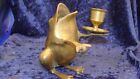 SOLID BRASS FROG CANDLE HOLDER  FIGURINE~5”x4”~ VGC ~