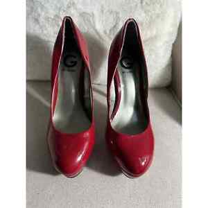 Pre-Owned G By Guess Red Patent Women's Size 9M Platform Stiletto Pumps Heels