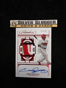 2023 Jimmy Rollins Panini Flawless Jersey Patch On Card Auto Red /20 Phillies