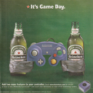 2002 Heineken Beer Nintendo GameCube Print Ad Advertisement Poster Man Cave Art