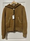 Coach 1941 Camel-Colored Suede and Shearling Hooded Zip Jacket; Size 8; NWT