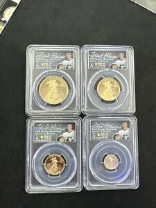 2019-W PF 70dcam American Eagle Gold Proof Four-Coin Set Fred Haise Sign 1.85ozt