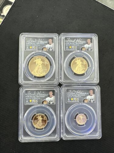 2019-W PF 70dcam American Eagle Gold Proof Four-Coin Set Fred Haise Sign 1.85ozt